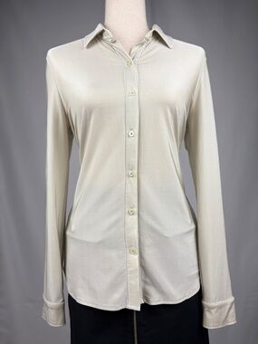 Ralph Lauren Polo Sport Cream Button Down Shirt Long Sleeve Stretch Medium